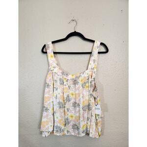 Arizona Jeans Co‎ Women's Multicolor Tropical Square Neck Tank Top Size XL NWT